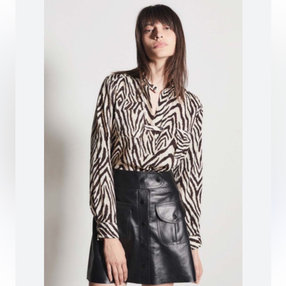 CURRENT/ELLIOTT THE B50 TOP, ZEBRA PRINT. Size 0. NWT